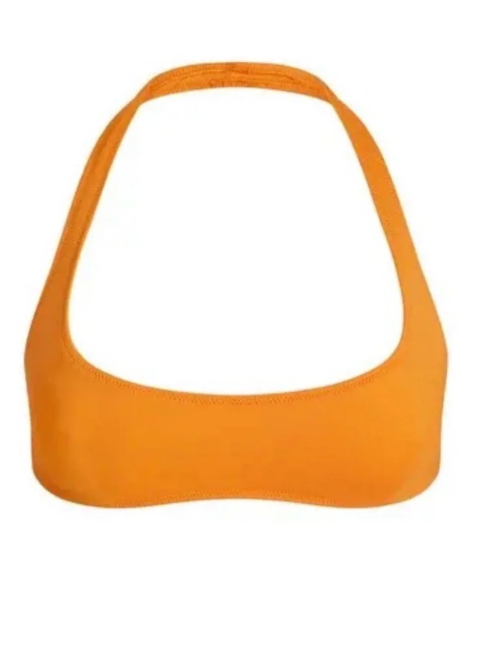 SKIMS SIGNATURE SWIM HALTER SCOOP BIKINI TOP IN TANGERINE Size M